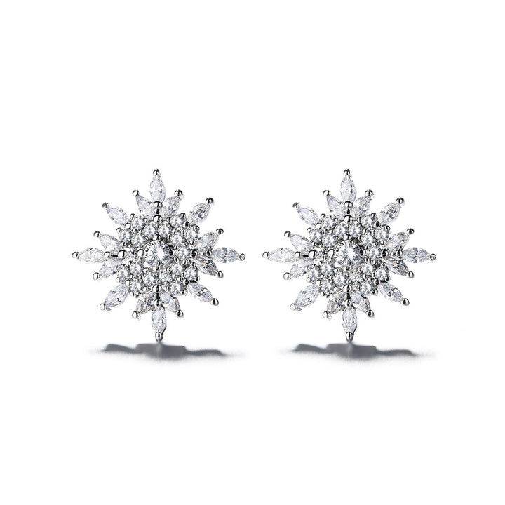Sterling Silver Starburst Stud Earrings With Crystals