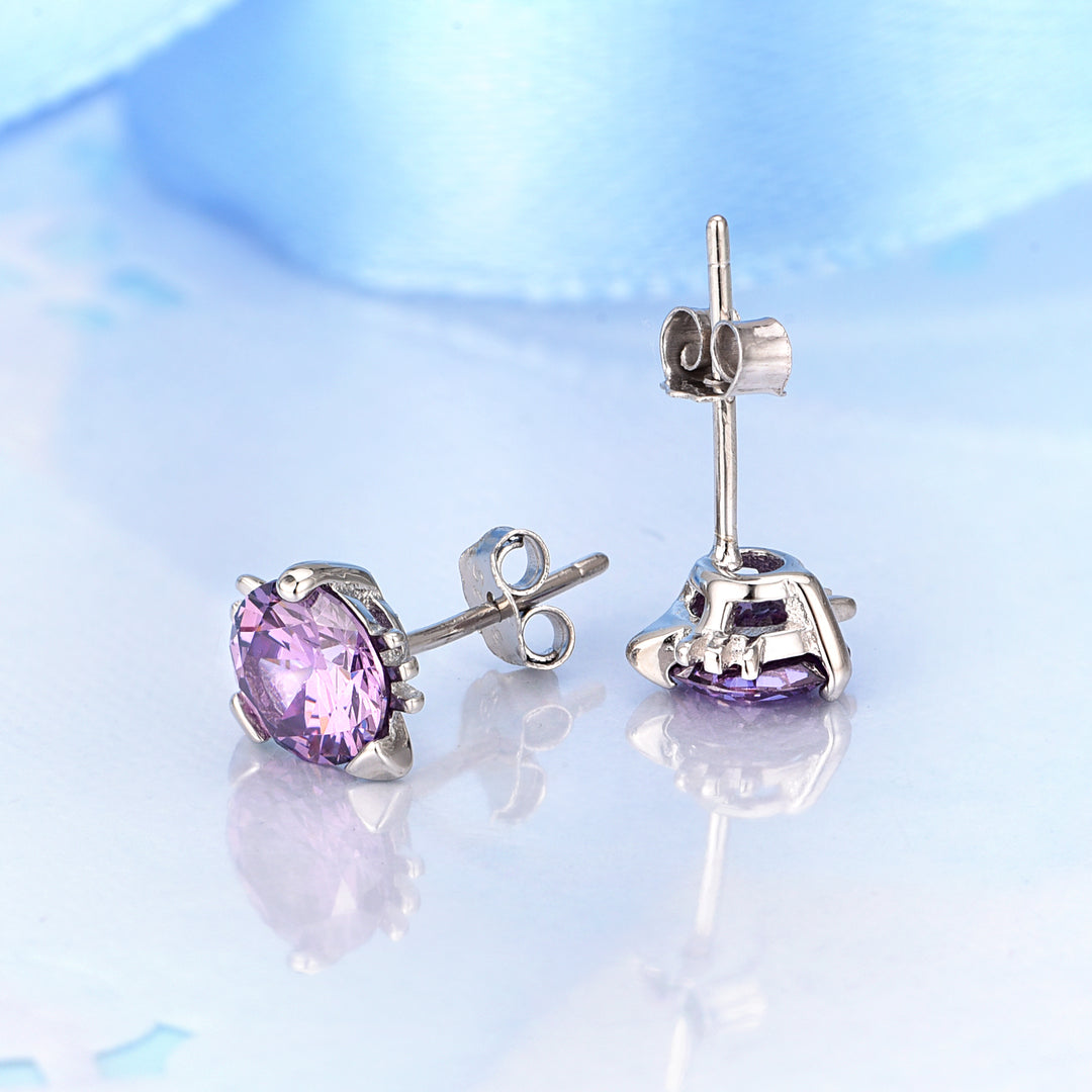 Purple Tanzanite & Sterling Silver Cat Earrings