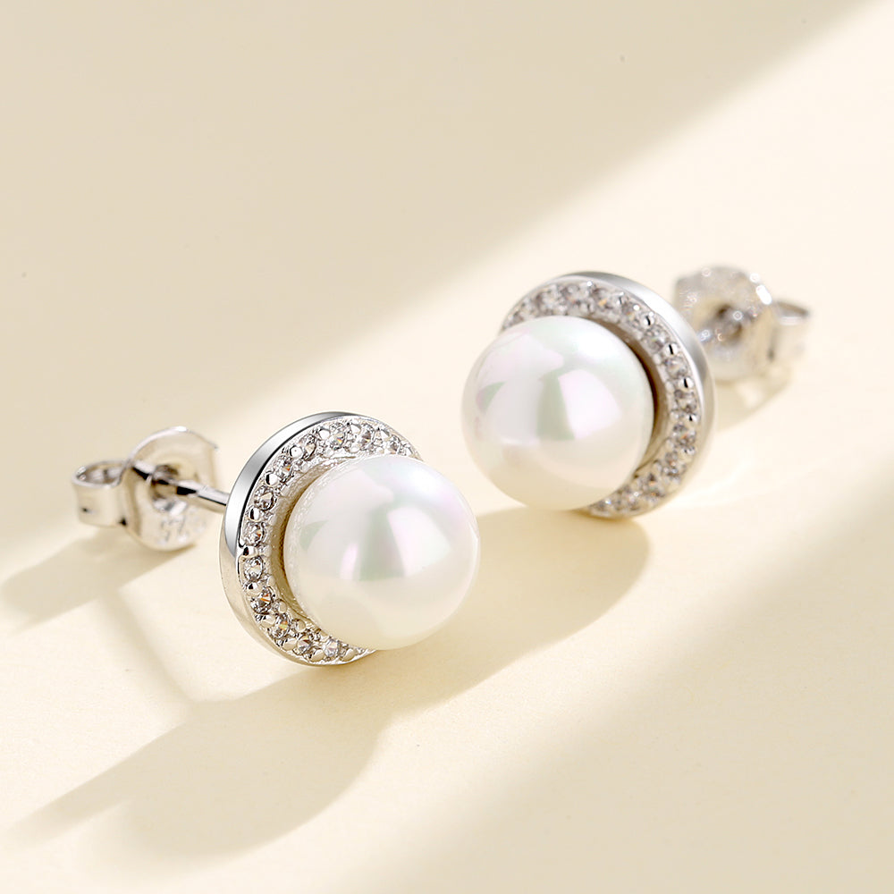 Vintage-Inspired Freshwater Cultured Pearl & White Topaz Halo Earrings
