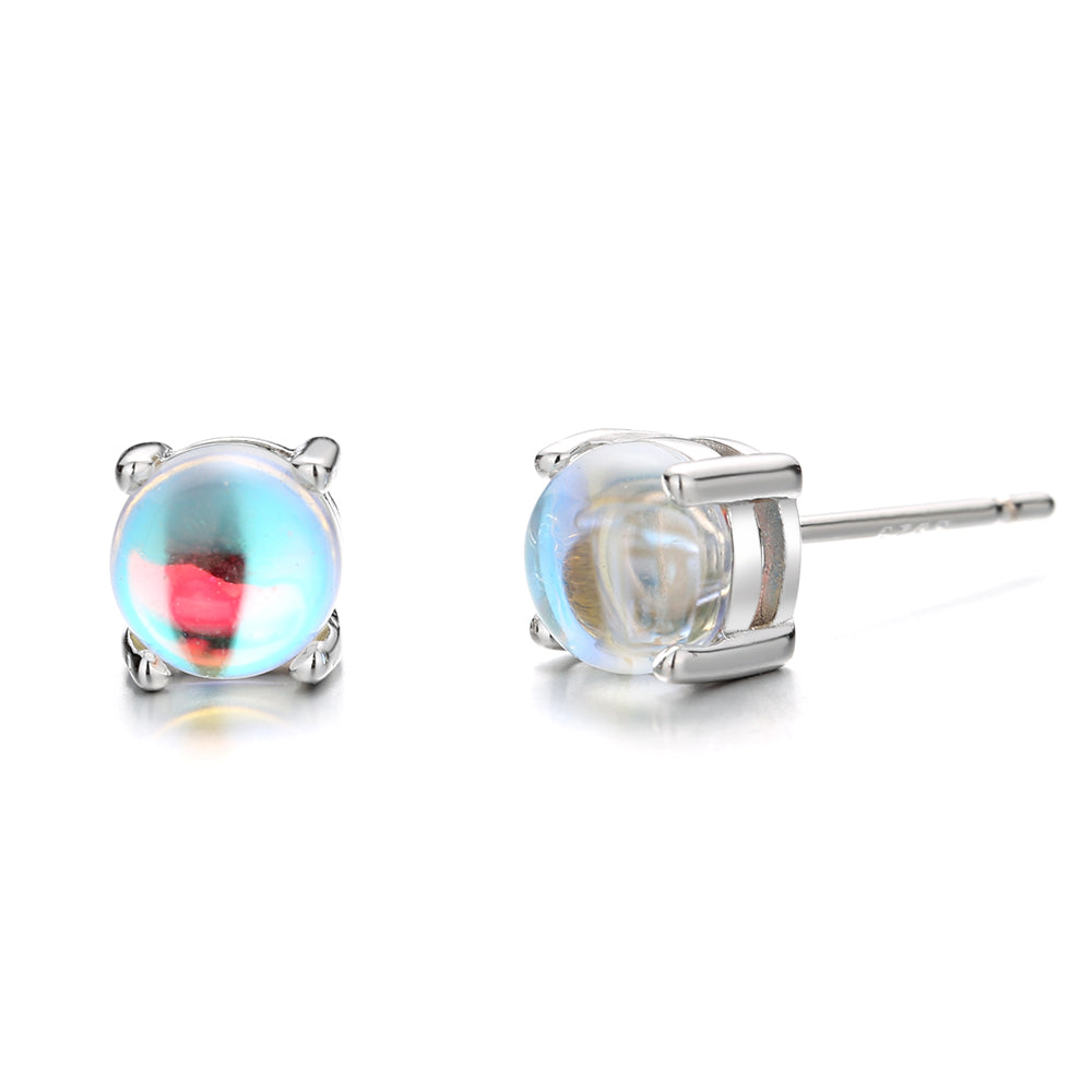 Sterling Silver and Moon-Stone Stud Earrings