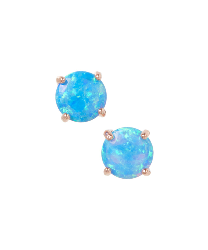 18K Rose over Sterling White Fiery Opal Stud Earring