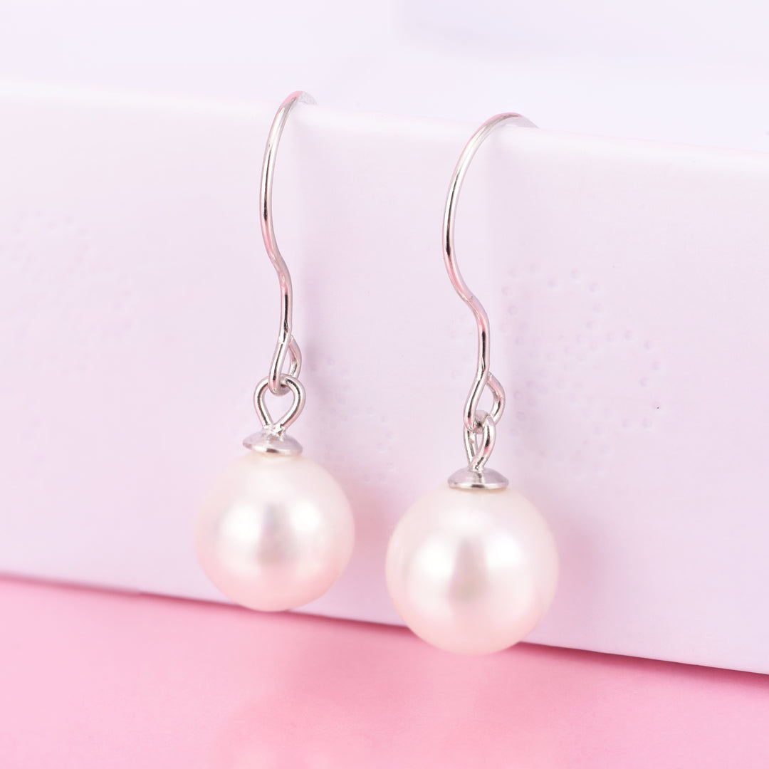 Sterling Silver Vintage-Inspired Freshwater Pearl Hook Earrings