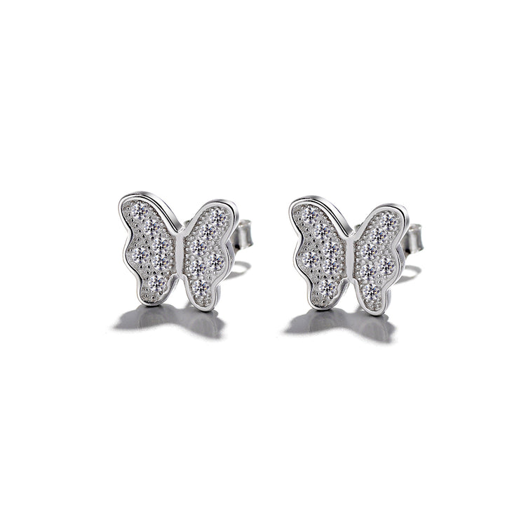 Sterling Silver Butterfly Earrings With Genuine Crystals