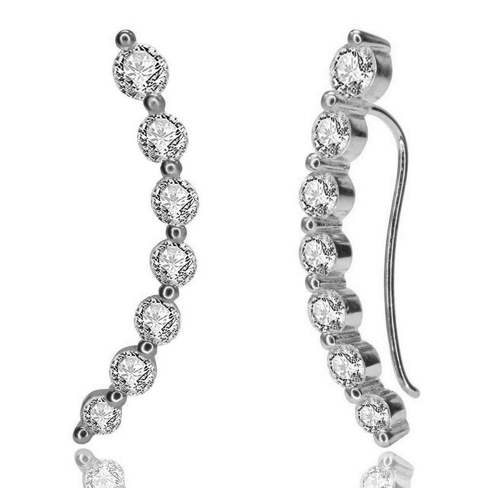 Sterling Silver Earring Climber with Swarovski Crystals