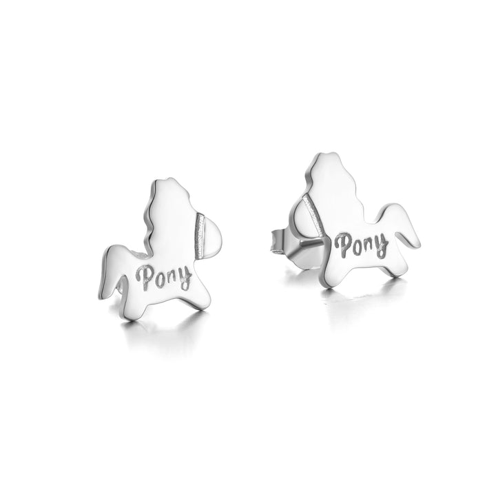 Sterling Silver Pony Earring with Genuine Crystal