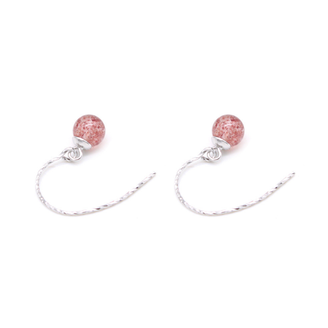 Sterling Silver Strawberry Crystal Hook Earring