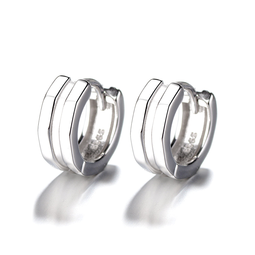 Sterling Silver Geometric Minimalist Huggie Earring