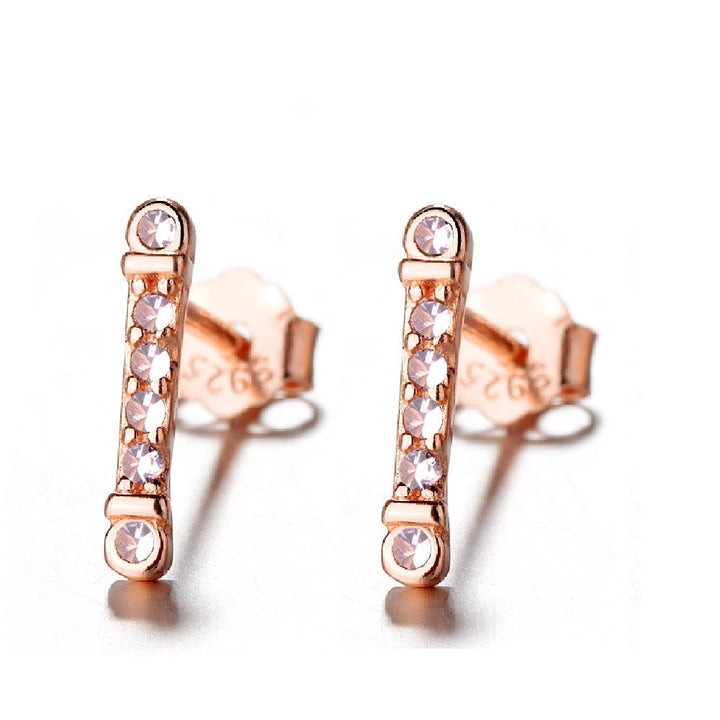 Minimalist 18K Rose Gold over Sterling Silver Morganite Bar Earring