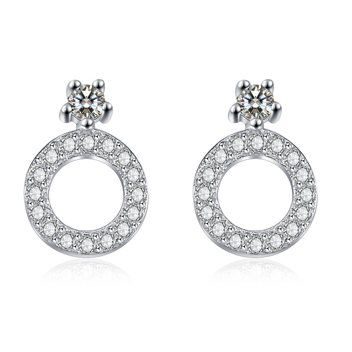 Sterling Silver Stud and Circle Drop Swarovski Crystal Earring
