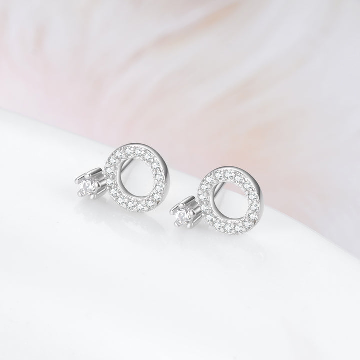 Sterling Silver Stud and Circle Drop Swarovski Crystal Earring