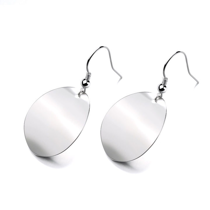 Sterling Silver Hammered Oval Hook Earrings