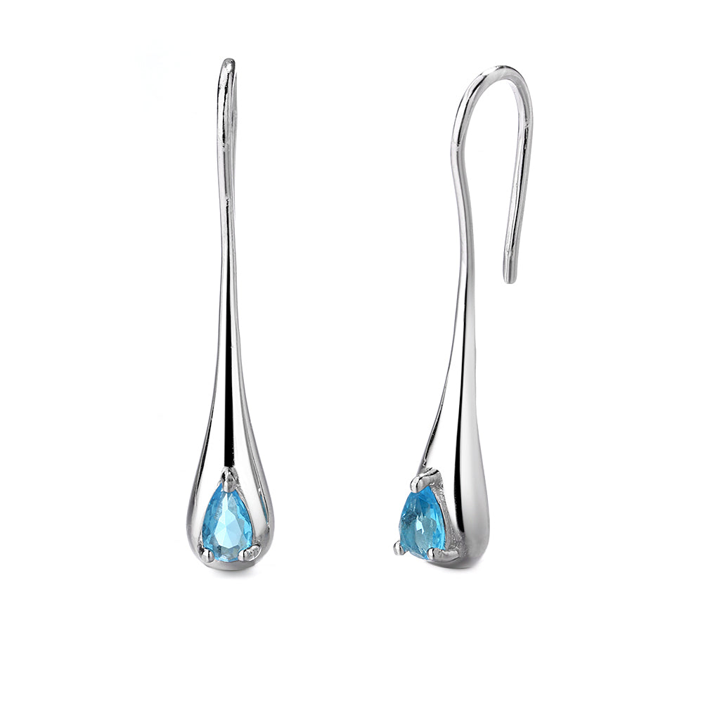 Sterling Silver Sapphire Water Drop Earrings