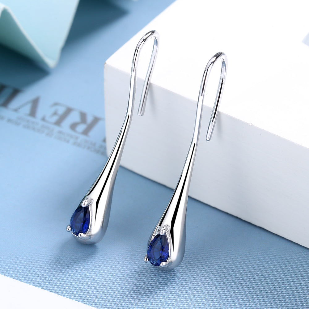 Sterling Silver Sapphire Water Drop Earrings
