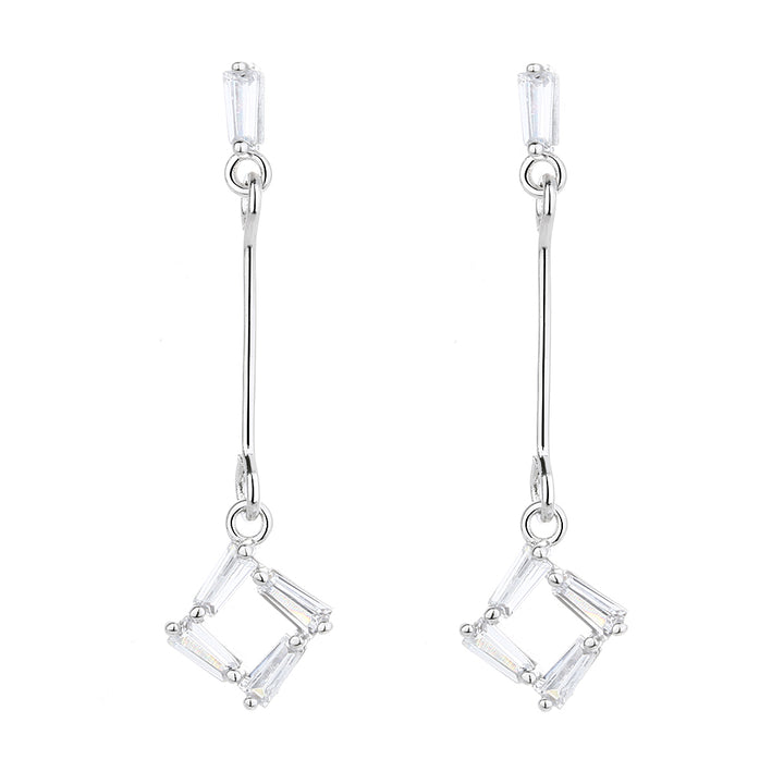 Swarovski Crystal Drop Baguette Sterling Silver Earrings