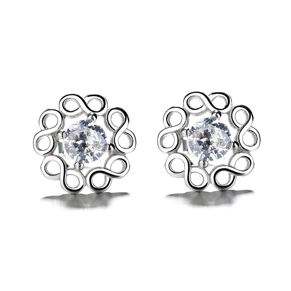 Sterling Silver Swarovski Infinity Flower Earrings