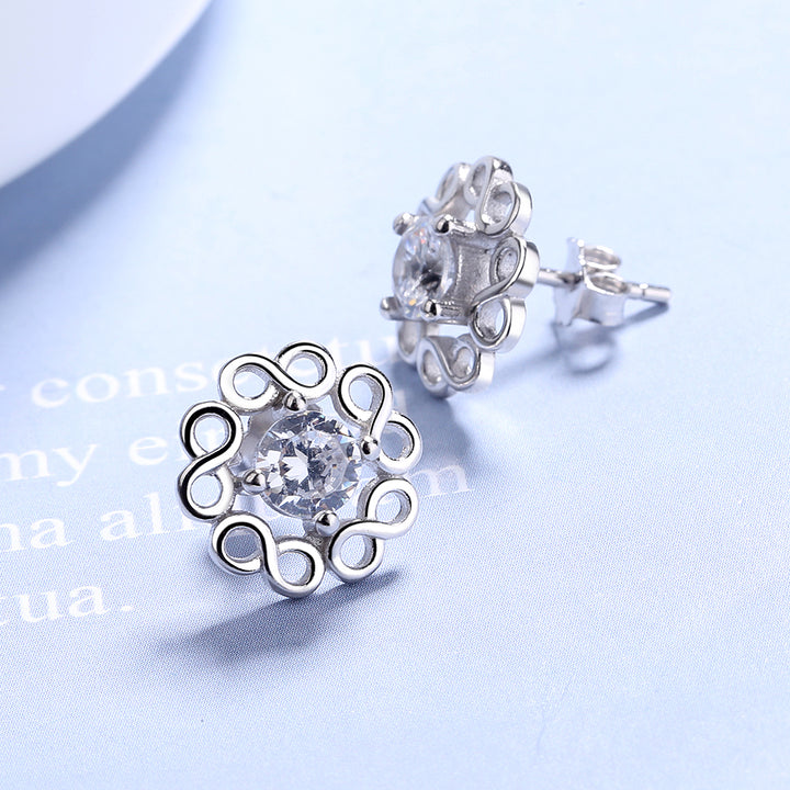 Sterling Silver Swarovski Infinity Flower Earrings