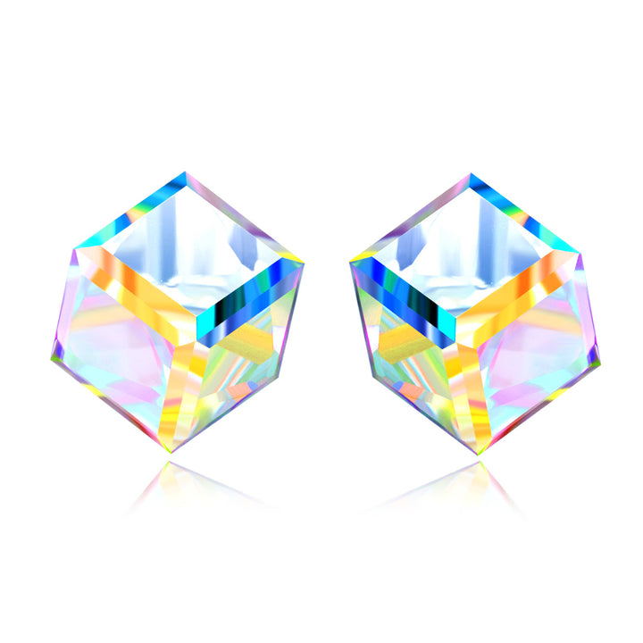 Swarovski Crystal Multi Color Cube Stud Earrings