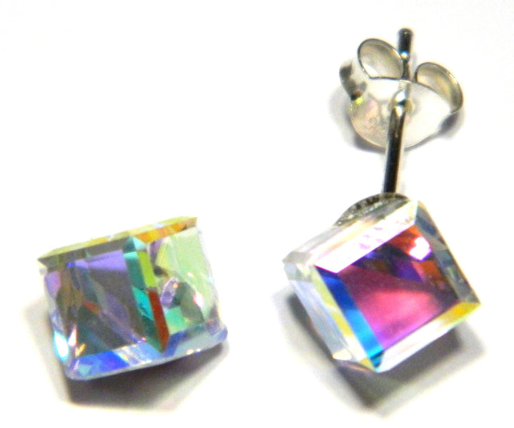 Swarovski Crystal Multi Color Cube Stud Earrings