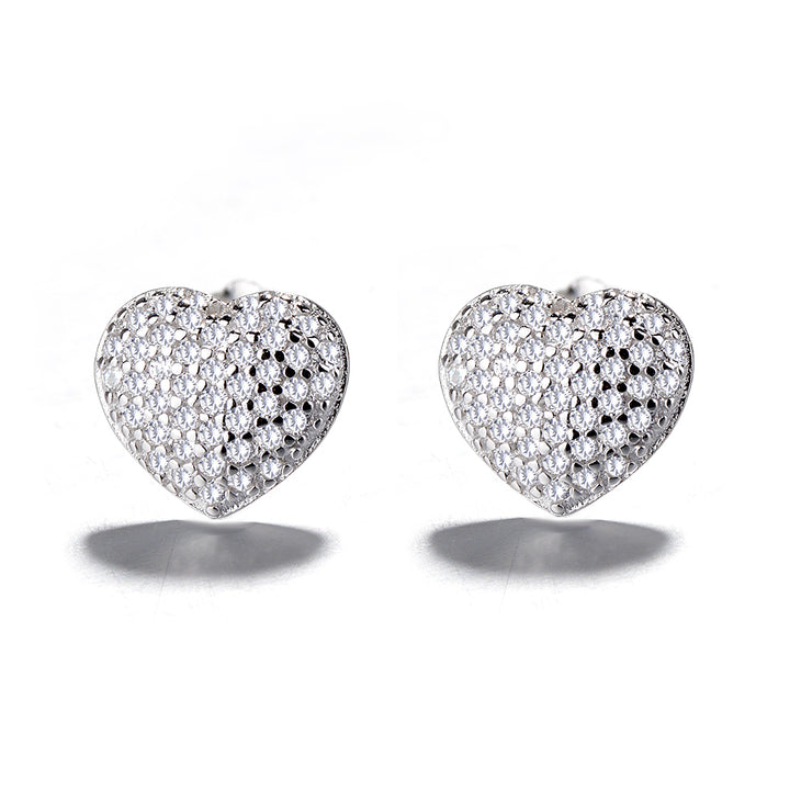 Sterling Silver  Crystal Encrusted Bubble Heart Stud Earring