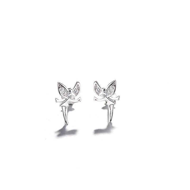Sterling Silver Crystal Fairy Stud Earrings