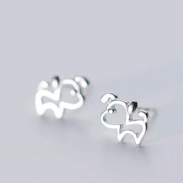 Sterling Silver Dog Earrings