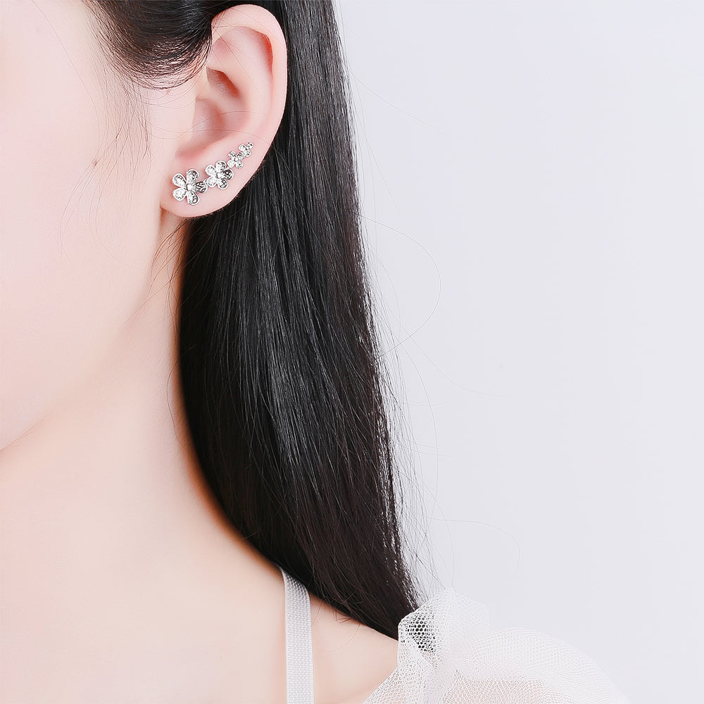 Sterling Silver Flower Ear Climber