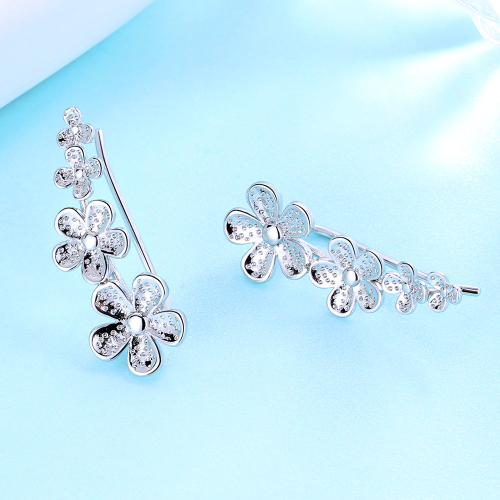 Sterling Silver Flower Ear Climber