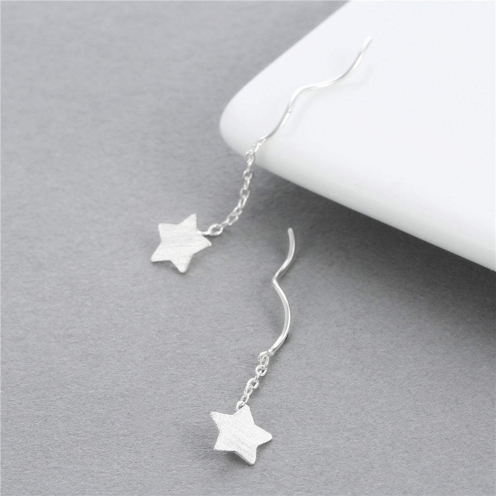 Sterling Silver Star Pull-Through Earrings