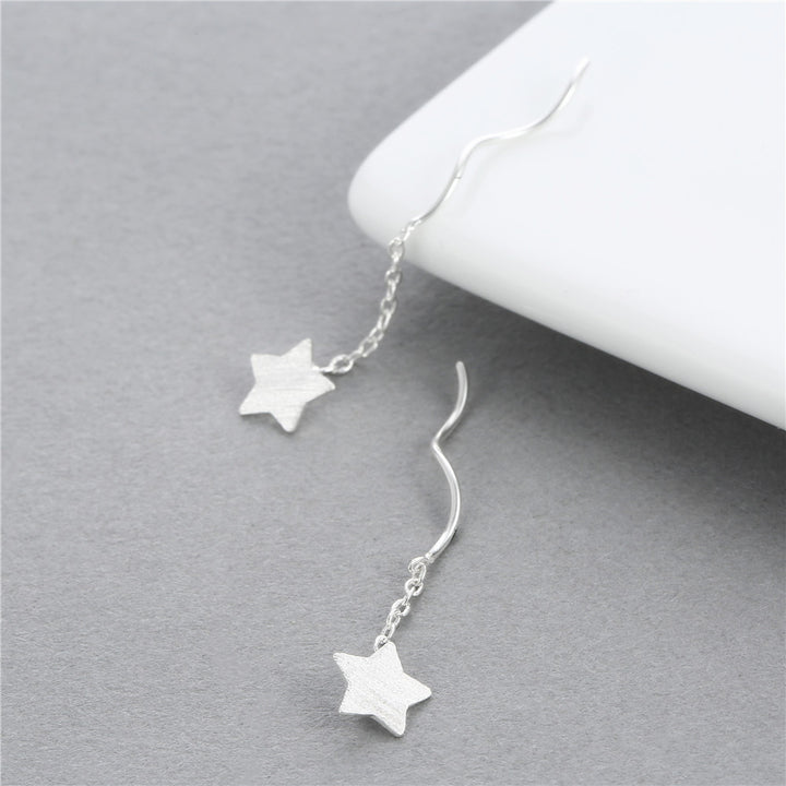 Sterling Silver Star Pull-Through Earrings