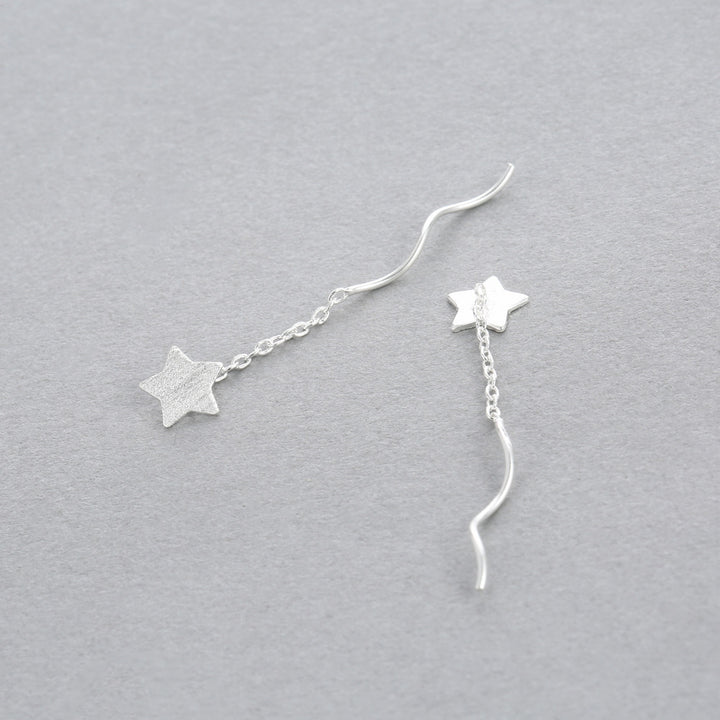 Sterling Silver Star Pull-Through Earrings