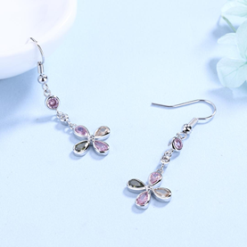 Sterling Silver Multi-Colored Swarovski Floral Drop Earrings