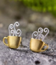 14K Gold and Sterling Silver Coffee Earrings