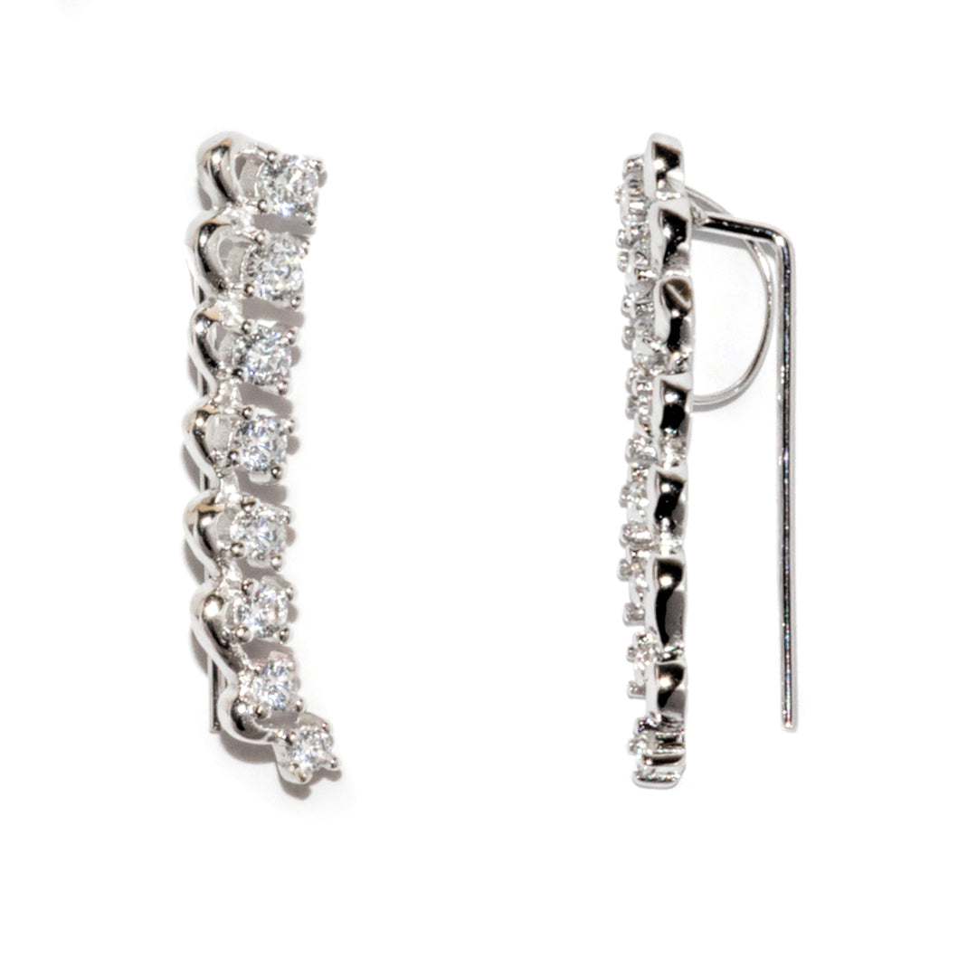Sterling Silver Climber Earring with Crystals