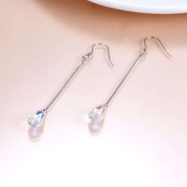 Aurora Borealis and Sterling Silver Water Drop Earrings