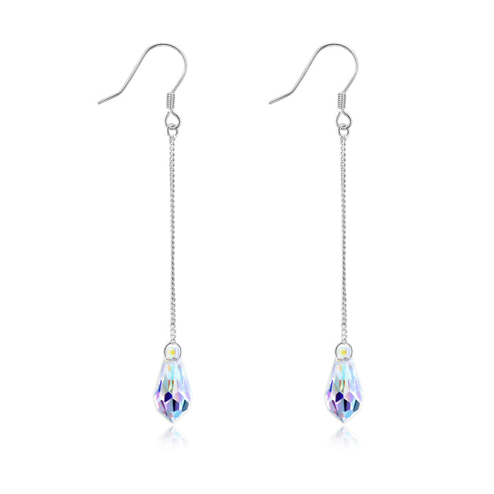 Aurora Borealis and Sterling Silver Water Drop Earrings