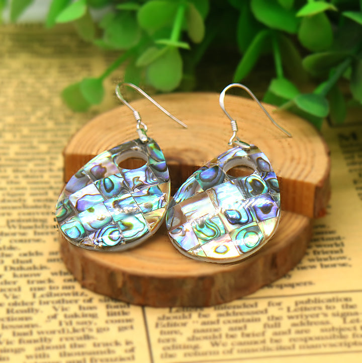 Sterling Silver Abalone Hook Drop Earrings