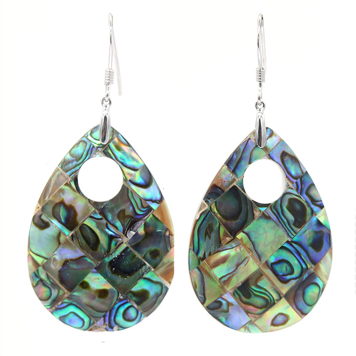 Sterling Silver Abalone Hook Drop Earrings