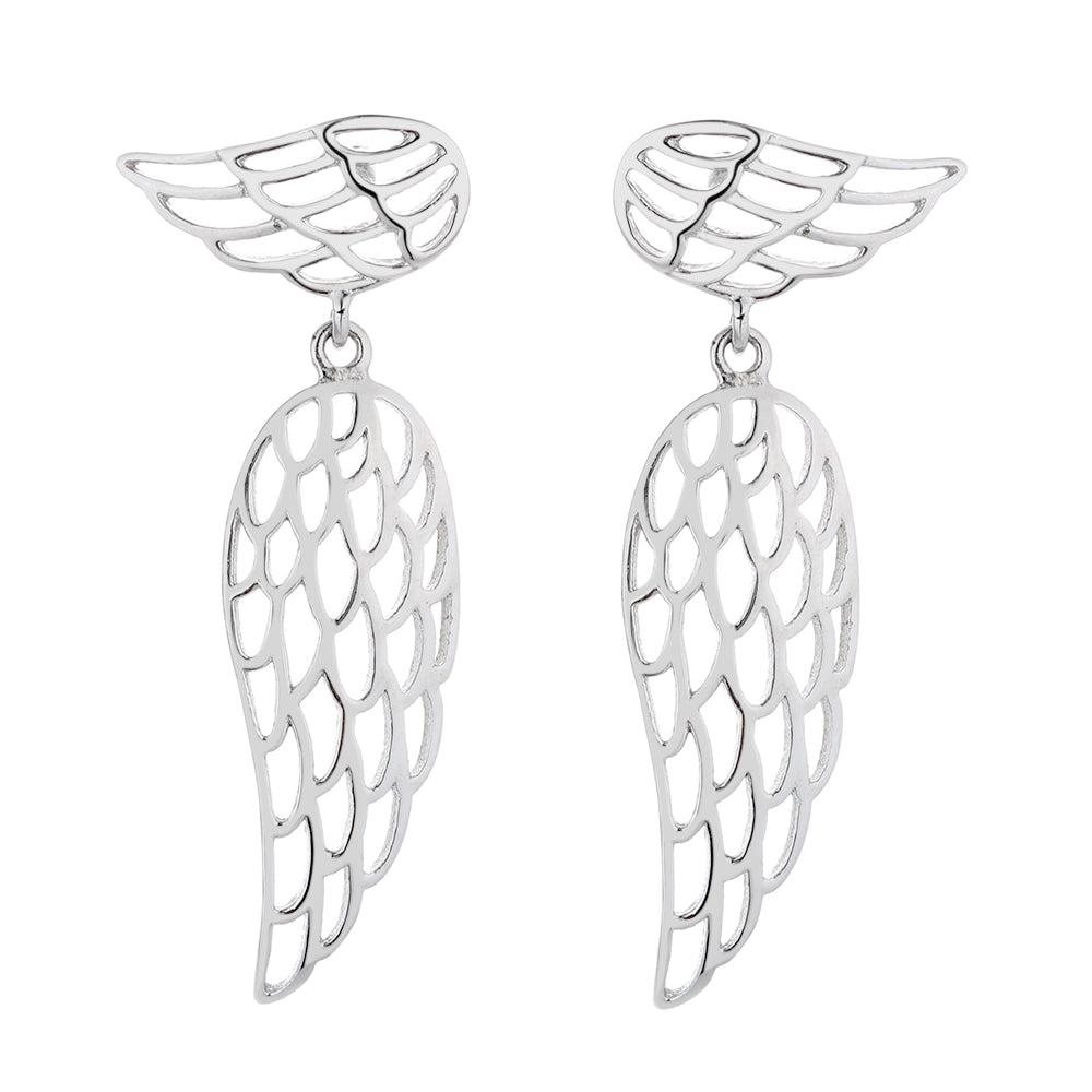 Sterling Silver Drop and Dangle Angel Wings