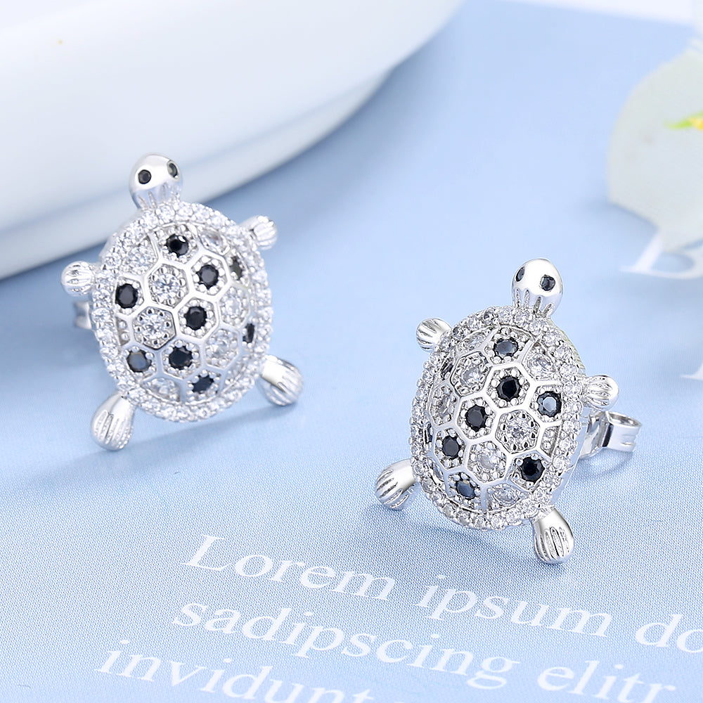 Sterling Silver Turtle Earrings with Preciosa Crystals