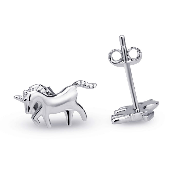 Sterling Silver Unicorn Stud Earrings