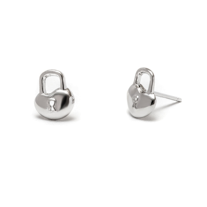 Sterling Silver Lock Earring Studs