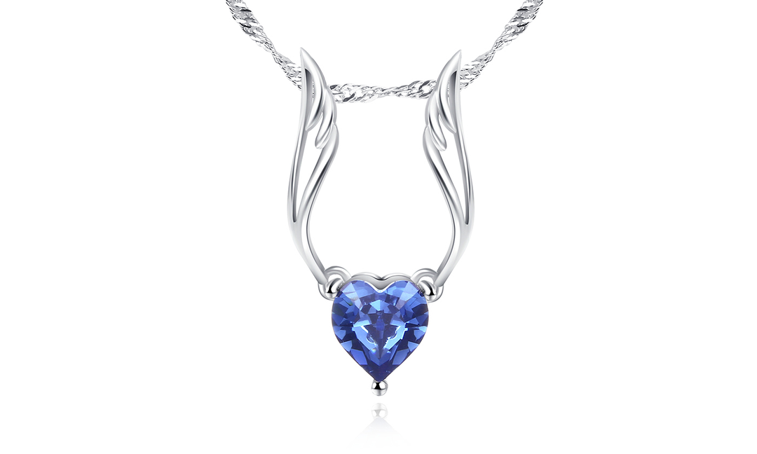 Guardian angel pendant with a heart-shaped Swarovski Crystal