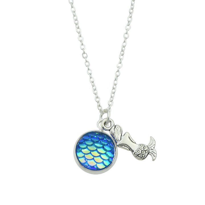 Genuine Crystal Mermaid Necklace in 18K White Gold