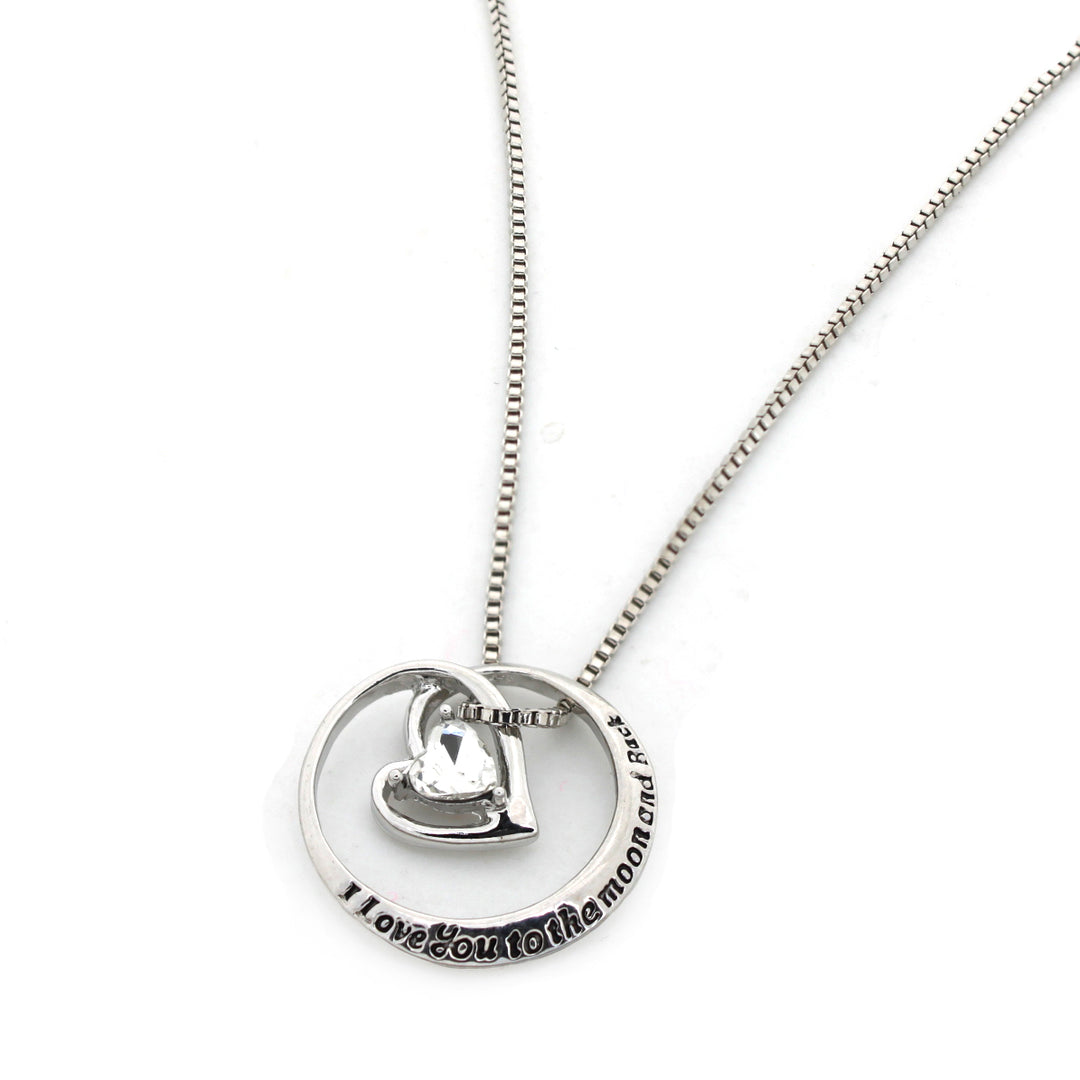 Love You To the Moon and Back Pendant Necklace in 14K White Gold