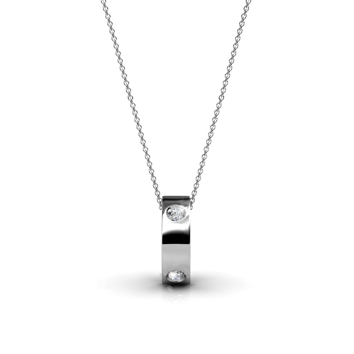 Swarovski Circle Pendant Necklace in 18k White Gold