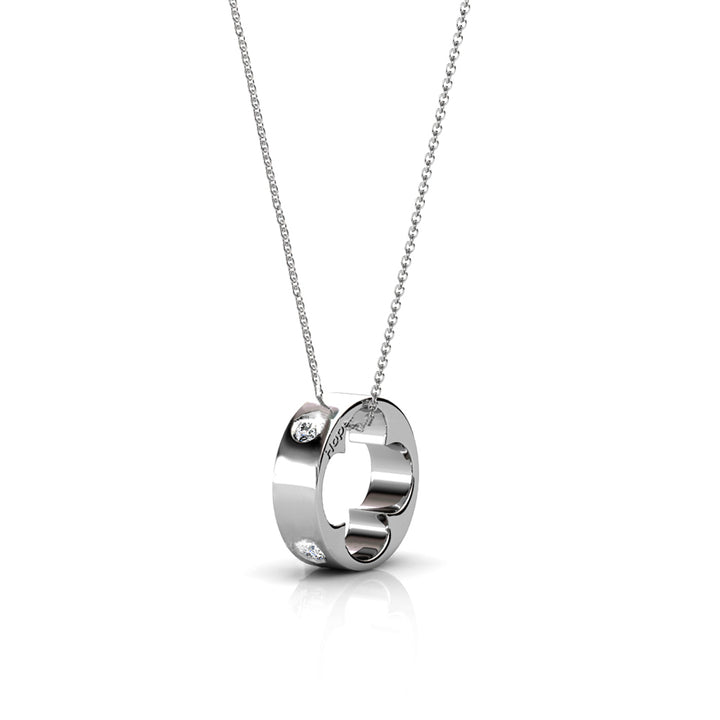 Swarovski Circle Pendant Necklace in 18k White Gold