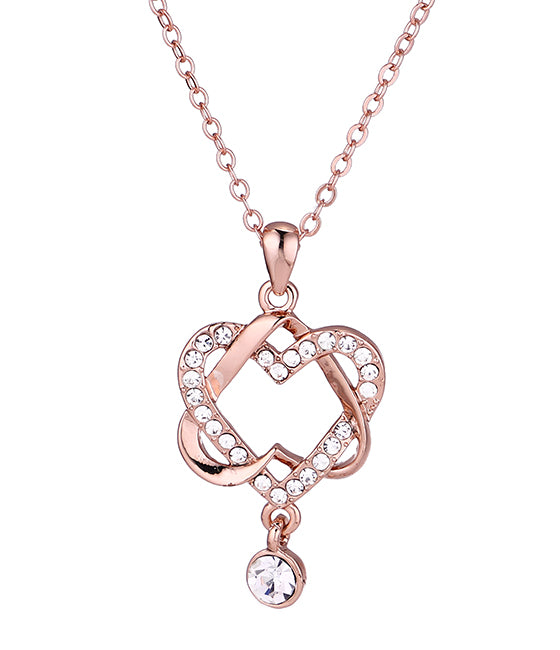 18k Rose Gold Swarovski Crystal Heart Pendant Necklace