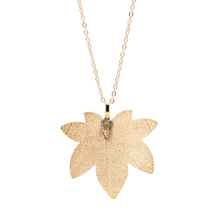 24"Handmade Natural Maple Leaf Necklace