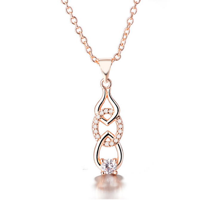 Sterling Silver & 18K Rose Gold Swarovski Crystal Pendant Necklace