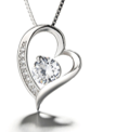 Sterling Silver Heart Pendant Necklace with Crystals